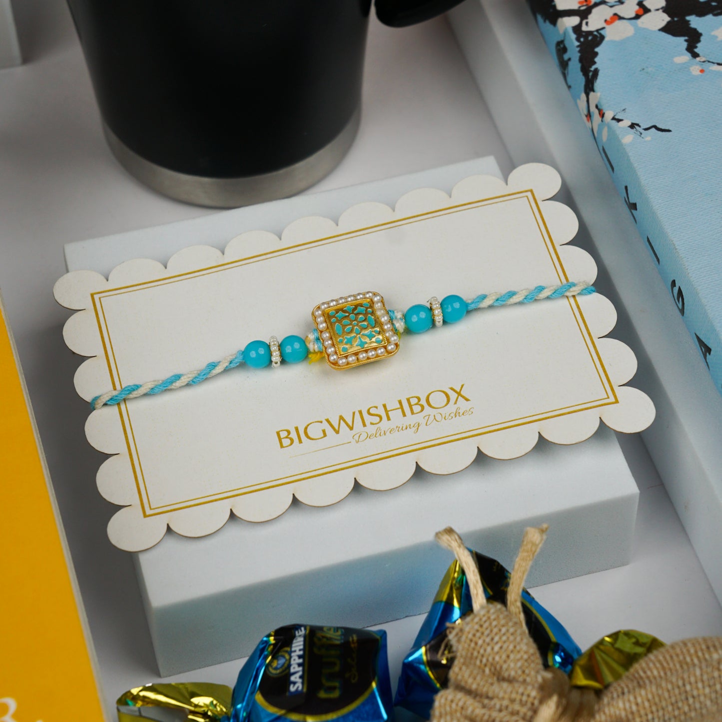 Turquoise Blue Enamel Rakhi