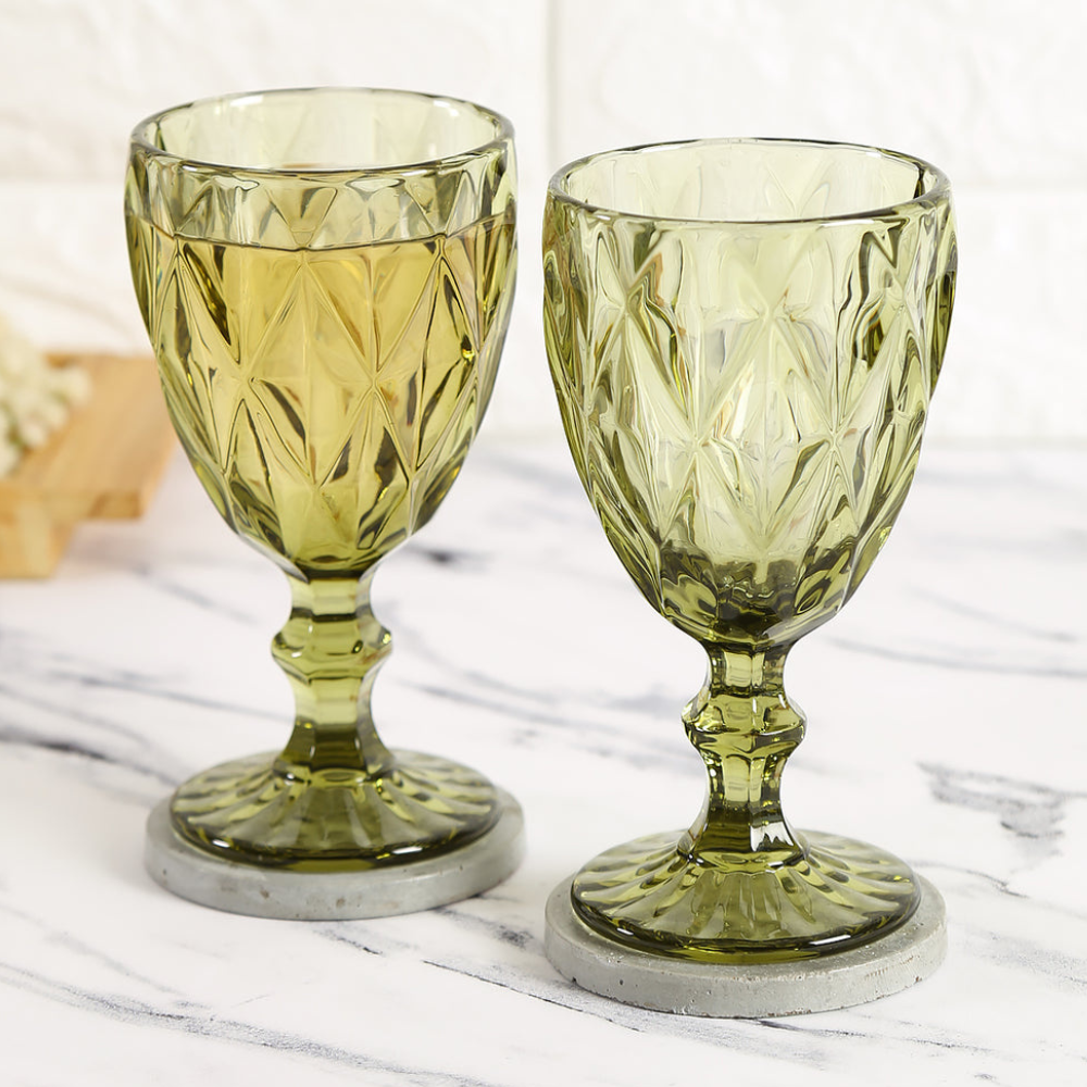 India Circus Green Wine Glasses