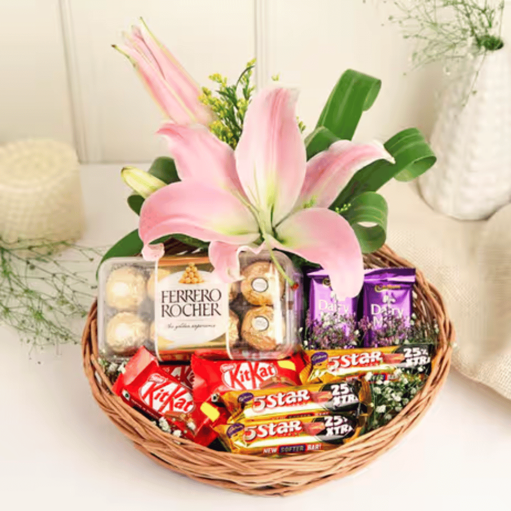 Sweet Lily Chocolate Basket