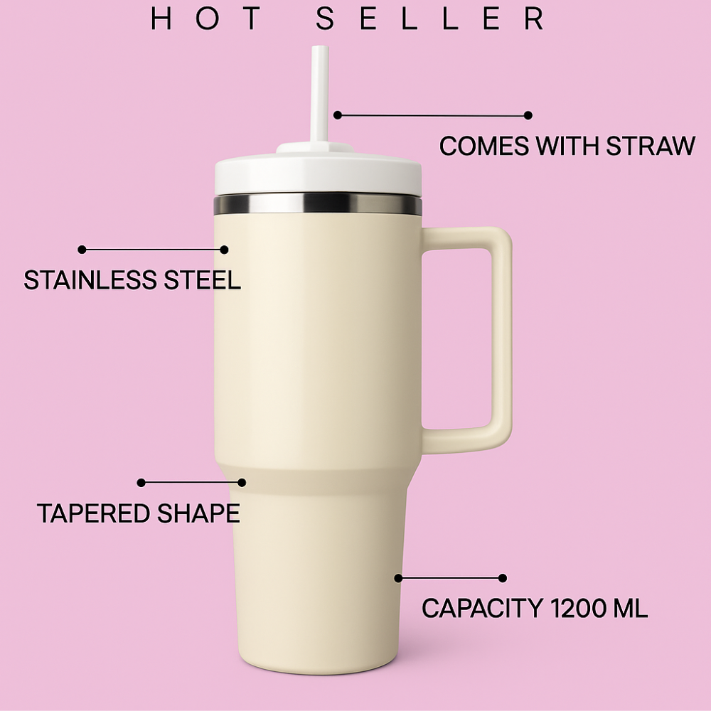 1.2L Vacuum Tumbler with Straw