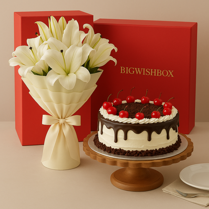 White Lilly Black Forest Treat