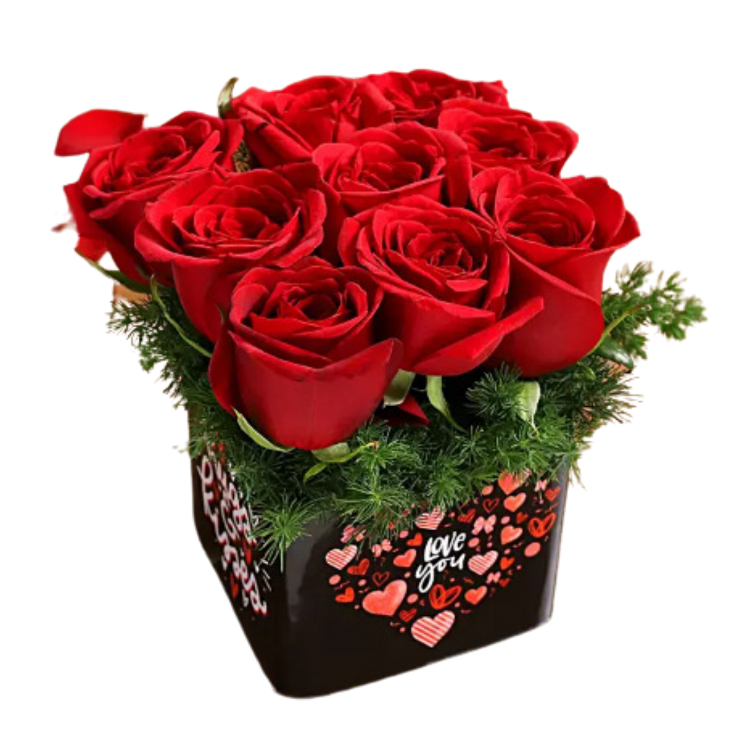 Romantic Red Roses in a Glass Vase