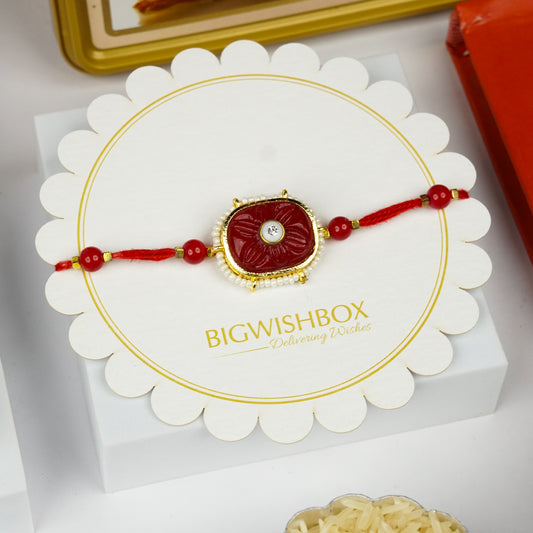 Elegant Red Stone Rakhi