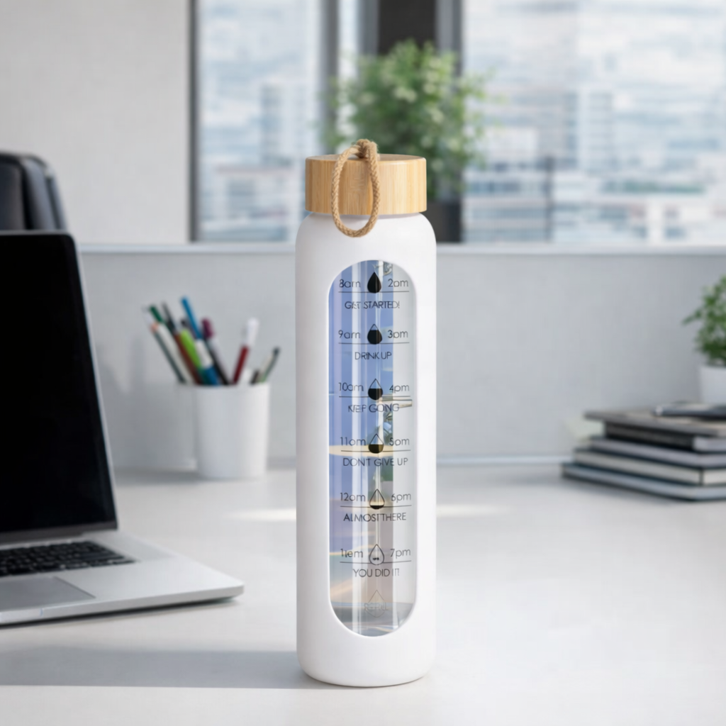 Glass Water Bottle with Protective Sleeve