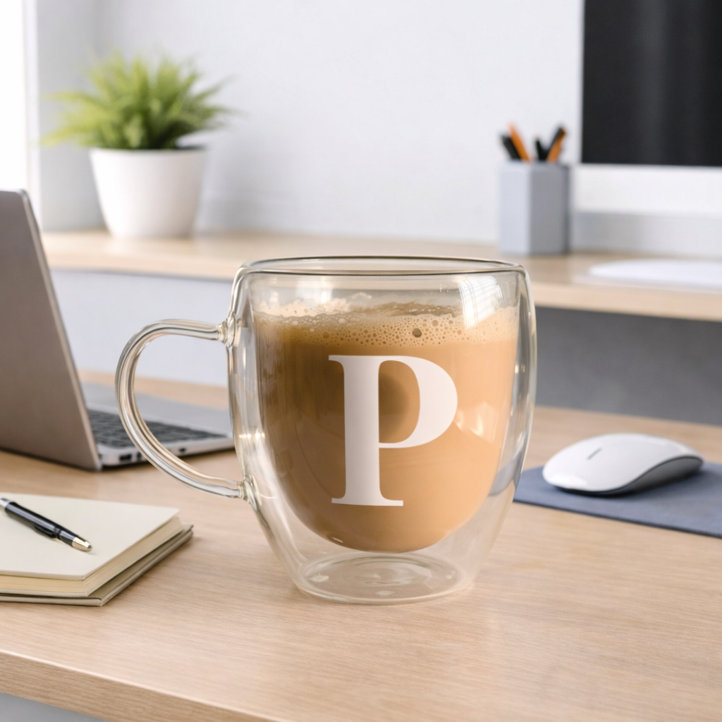 Personalised Double Wall Glass Mug