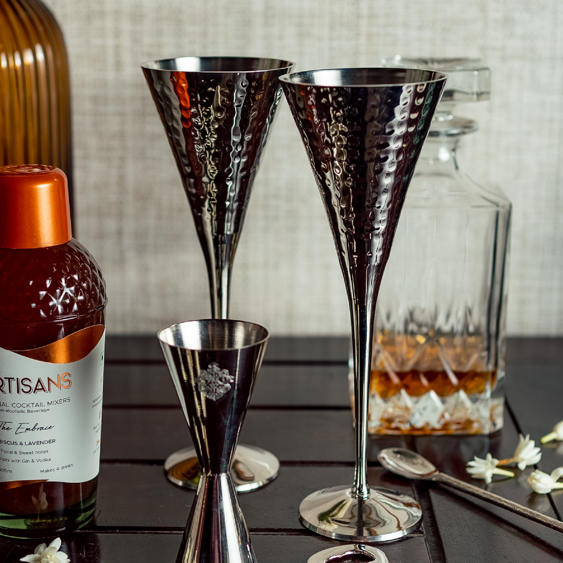 Bigwishbox Silver Plated 'Jashn' Champagne Flutes (Set of Two)