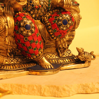 Lalitāsana Vinayaka – Premium Stone Inlay Ganesha Murti (24 cm, 4.8 kg)