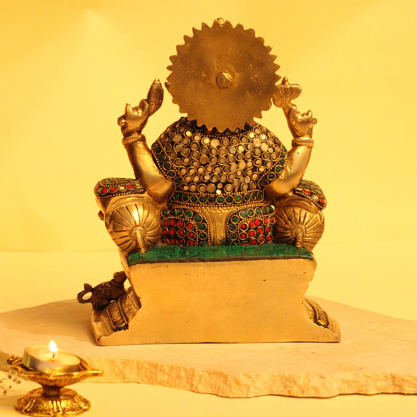 Lalitāsana Vinayaka – Premium Stone Inlay Ganesha Murti (24 cm, 4.8 kg)