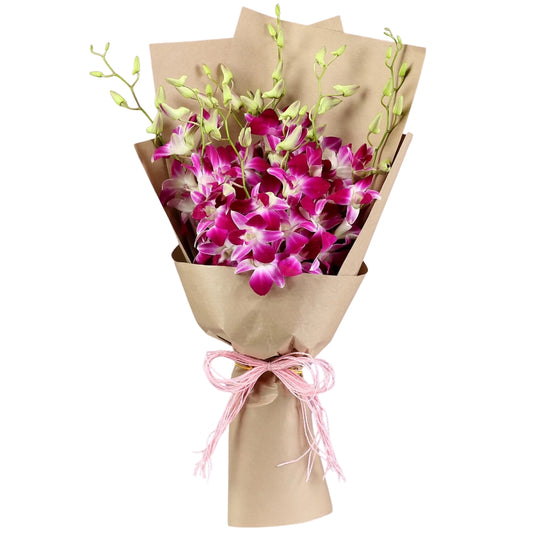 Blooming Elegance: A Birthday Bouquet of 10 Purple Orchids
