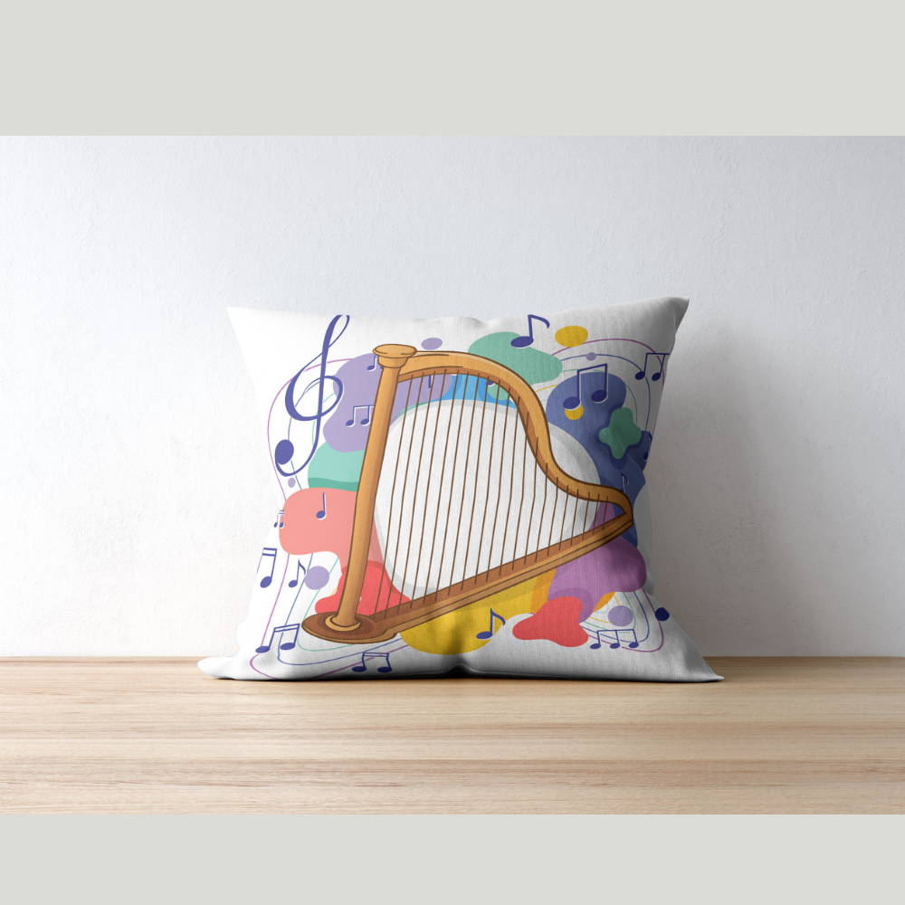 Music Vibes Printed Cushion Cover (16×16 Inch)