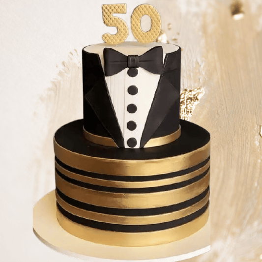 Golden Years Celebration Fondant Cake