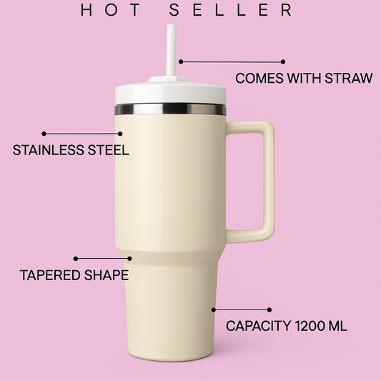 1.2L Vacuum Tumbler with Straw