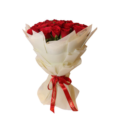 Bouquet de 35 roses rouges (bien emballé)