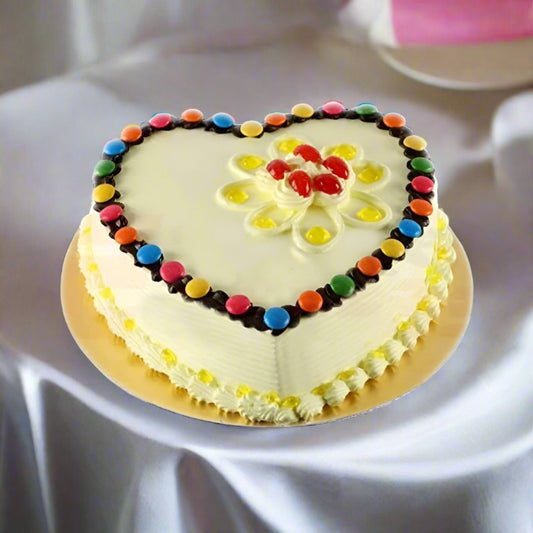 Gâteau au caramel en forme de coeur avec pierres précieuses spéciales 1Kg