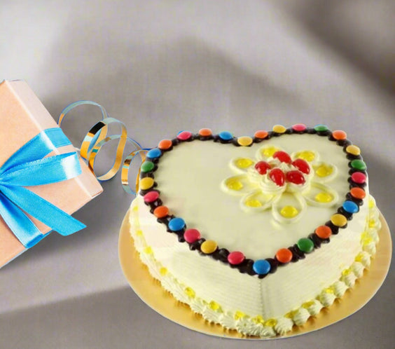 Special Gems Heart Shape Butterscotch Cake 1Kg